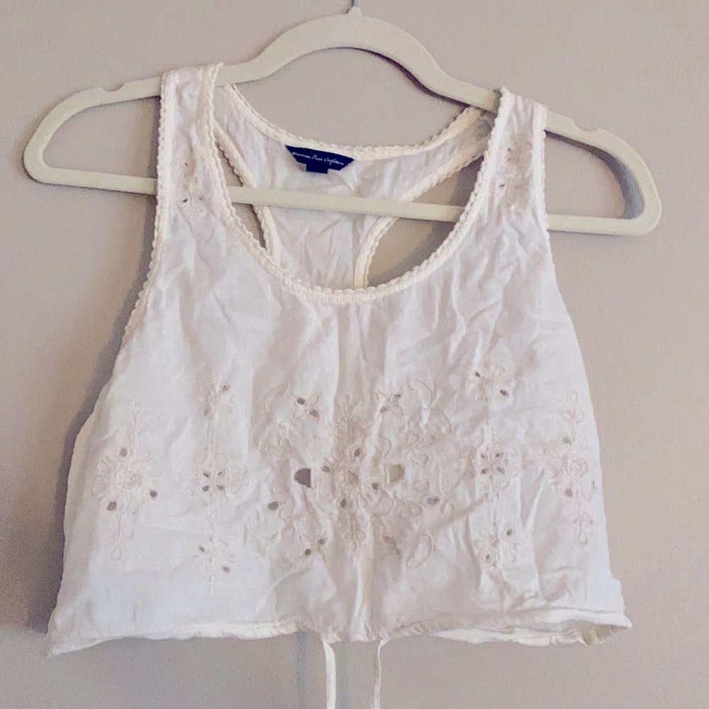 Cream Floral Crop Top